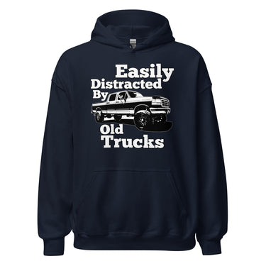 OBS Truck Hoodie Easily Distracted By Old Trucks in navy